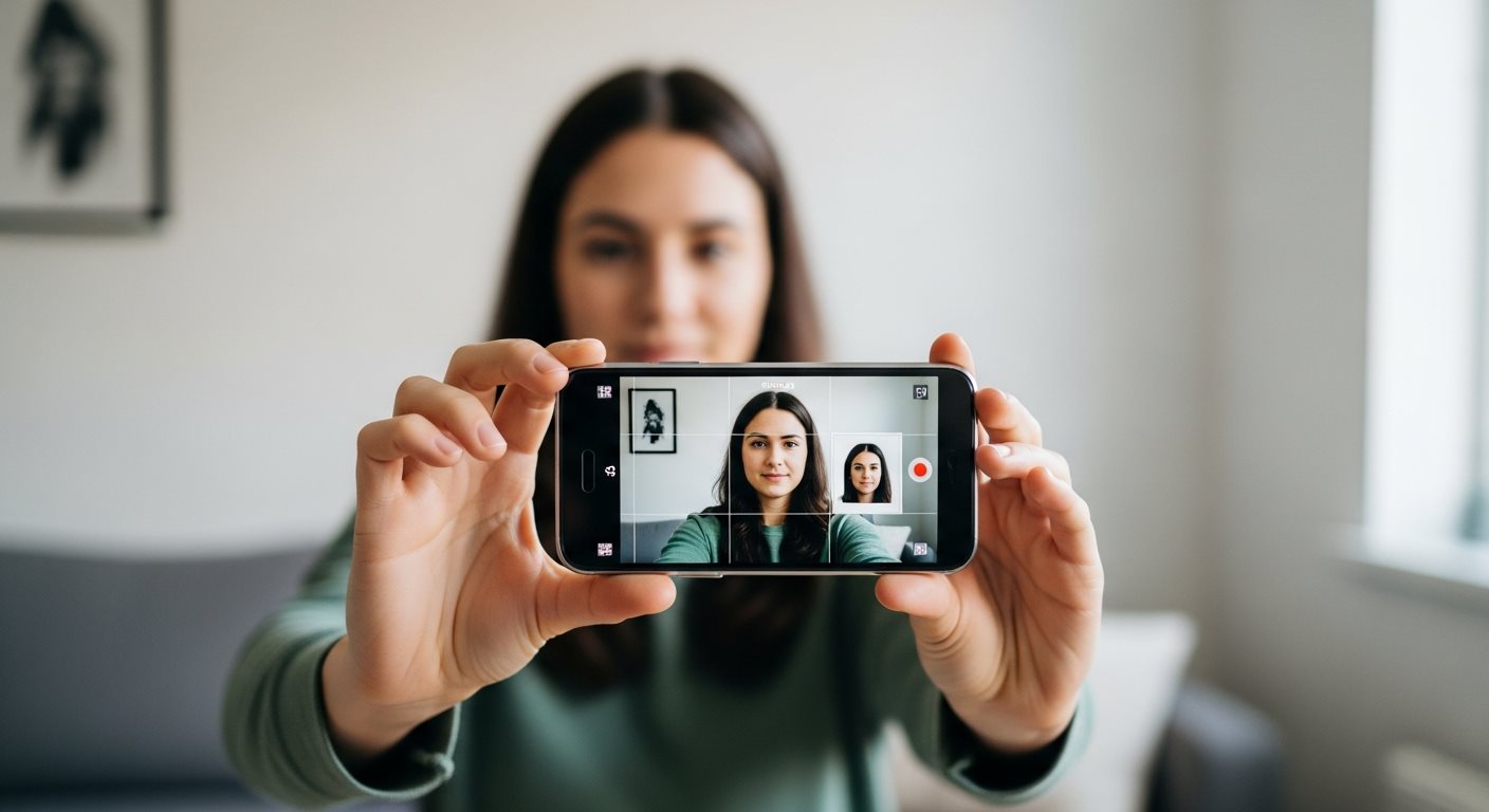 Setup for taking passport photo at home